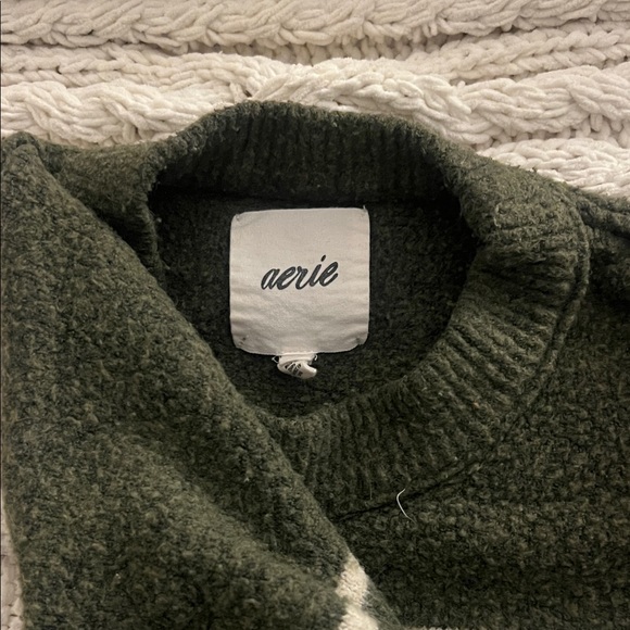 Aerie Olive Green Striped Sweater - Picture 4 of 5